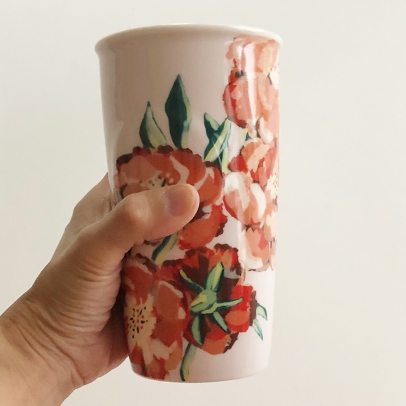 2015 Starbucks Floral Red Flowers Ceramic Travel Cup Tumbler 10oz Dot Collection - Picture 11 of 12